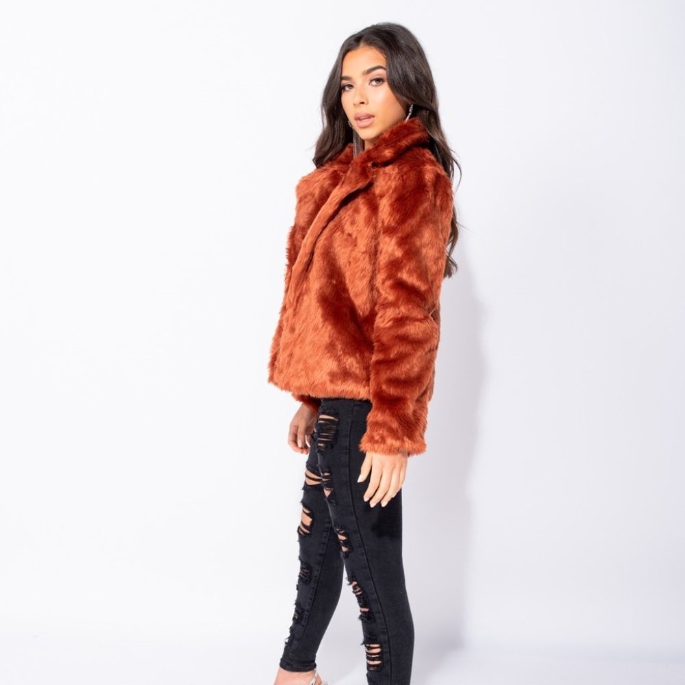Bloggers Fav 5⭐ Gieselle Rust Faux Fur Jacket - Picture 8 of 12